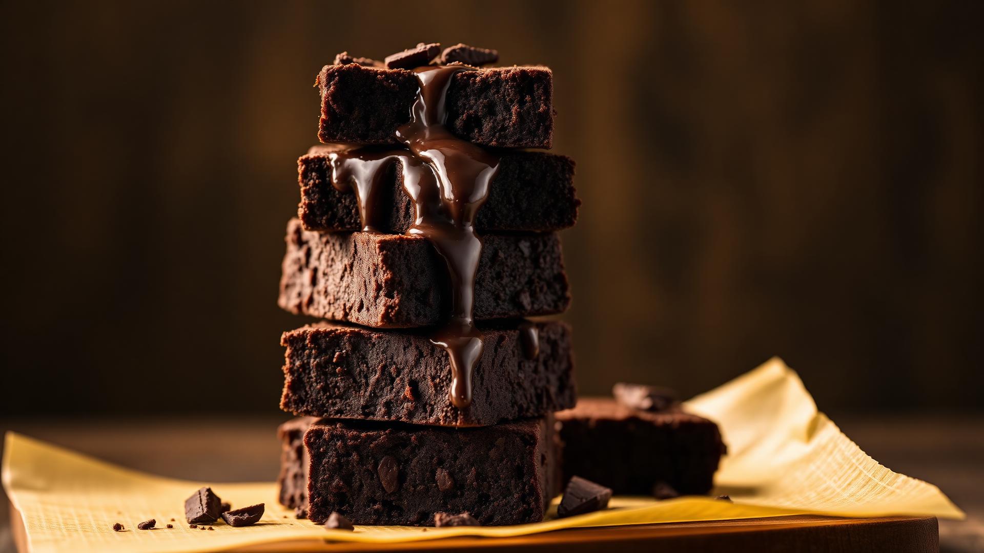 Valrhona Quad-Chocolate Fudge Brownie Stack